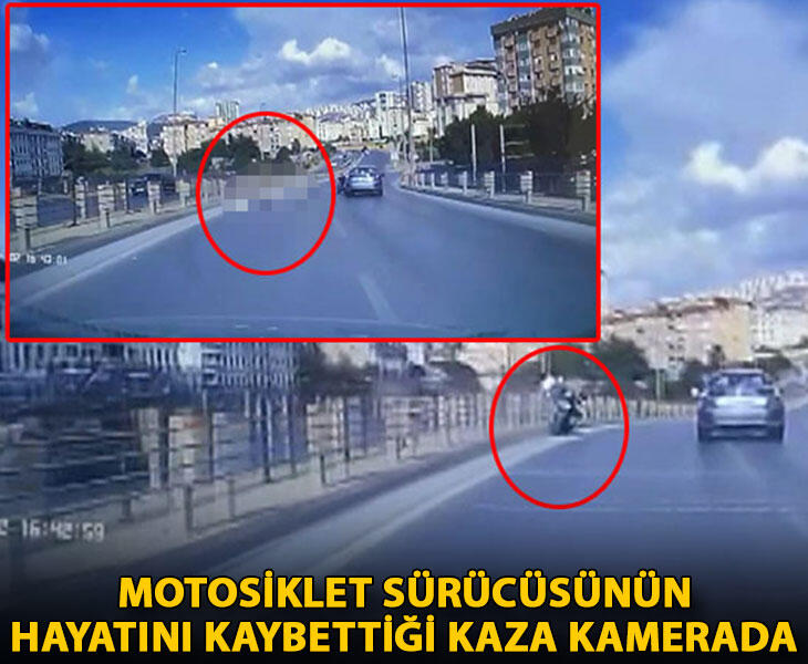 Maltepede motosiklet sürücüsünün hayatını kaybettiği kaza kamerada