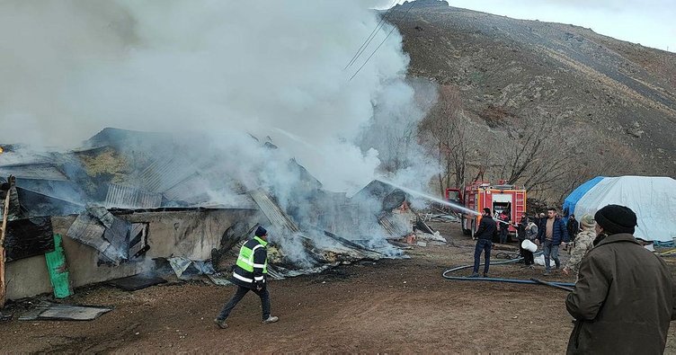 Erzincanda çıkan yangında 2 ev küle döndü