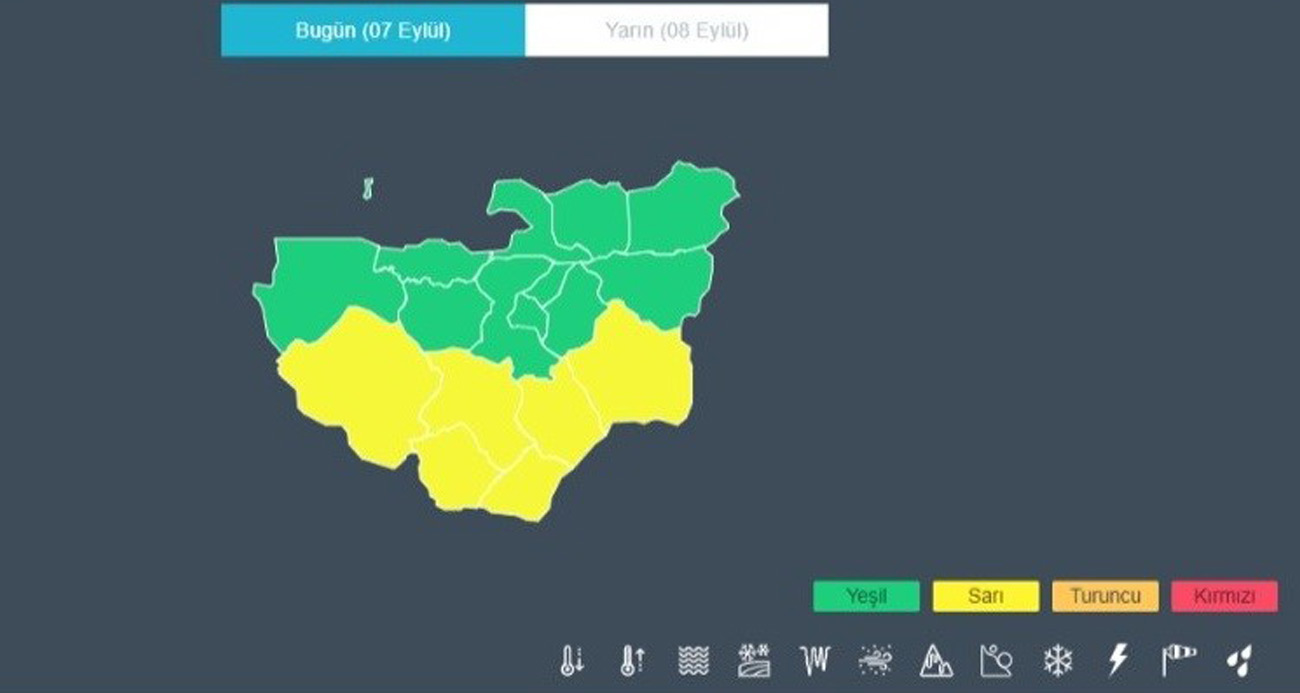 Meteorolojiden Bursanın 6 ilçesi için sarı uyarı