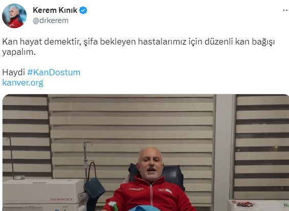 Kerem Kınık kan verirken video paylaştı